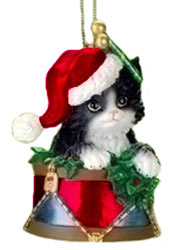 Black and white kitten ornament