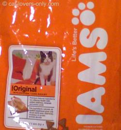 Iams cat food bag